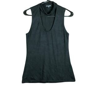 Express Womens Shirt Black Open Key Hole Chest Sleeveless Modal Blend Stretch M